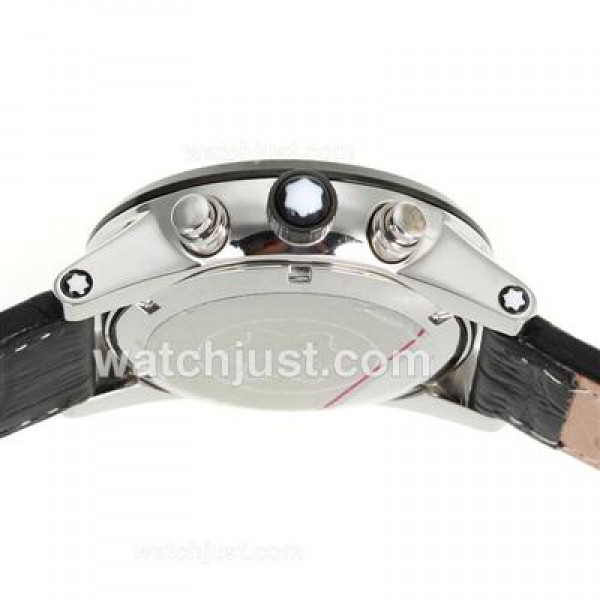 Montblanc Flyback Automatic PVD Bezel with White Dial-Leather Strap