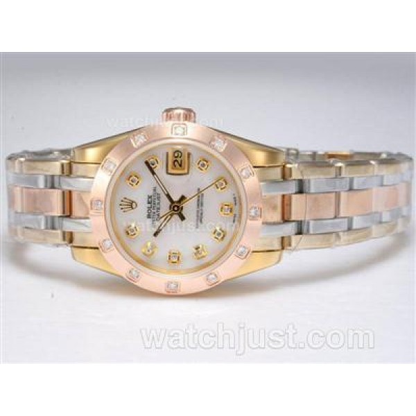 Rolex Masterpiece Automatic Three Tone with White Dial