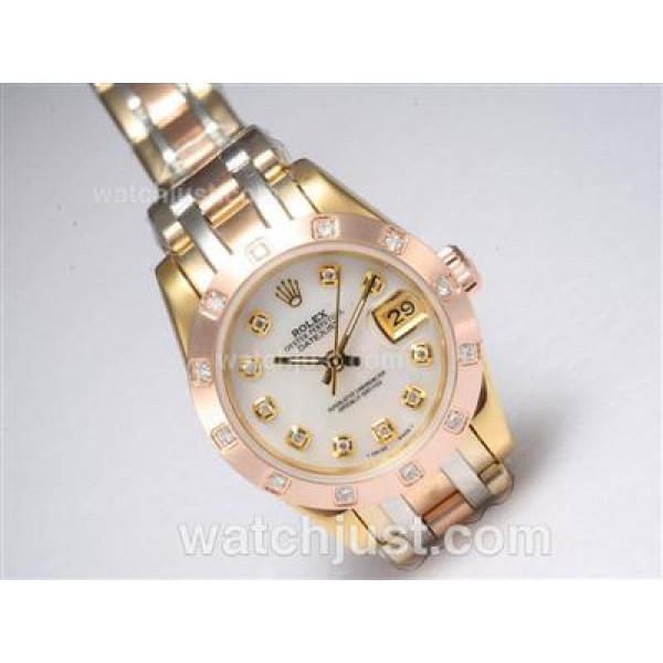 Rolex Masterpiece Automatic Three Tone with White Dial