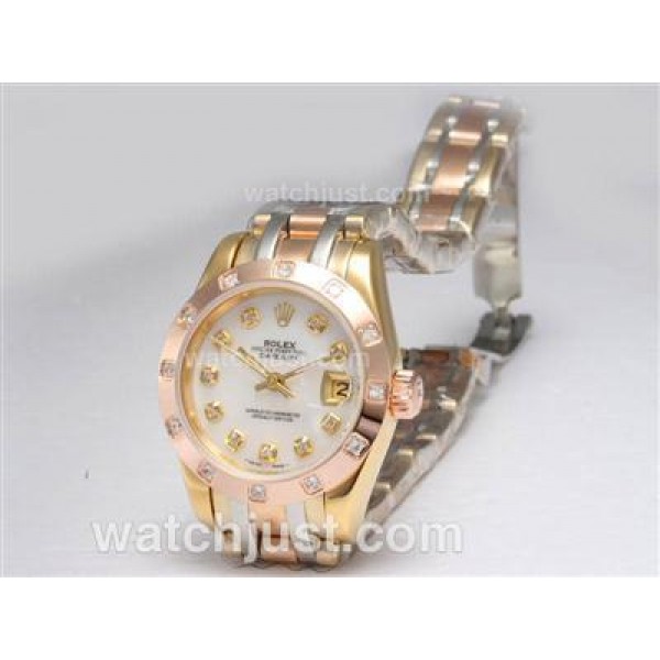 Rolex Masterpiece Automatic Three Tone with White Dial