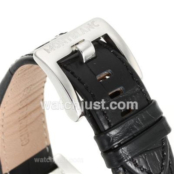 Montblanc Flyback Automatic PVD Bezel with Black Dial-Leather Strap