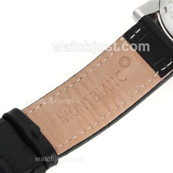 Montblanc Flyback Automatic PVD Bezel with Black Dial-Leather Strap