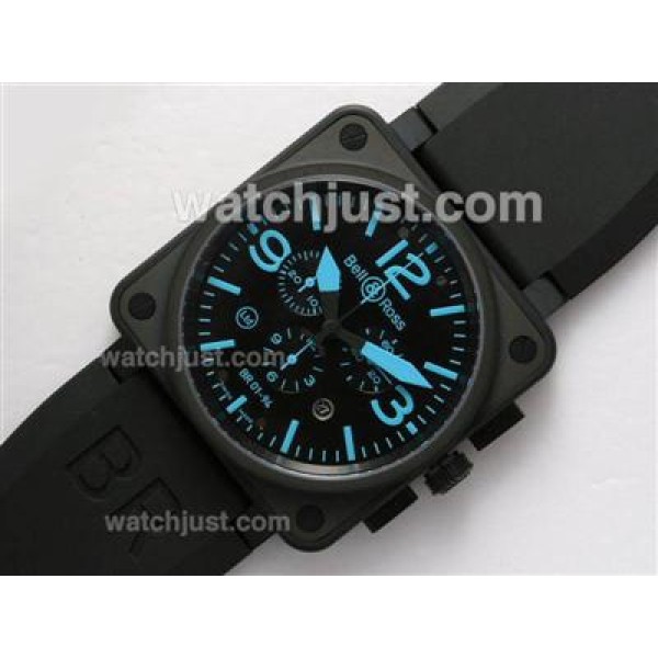 Bell & Ross BR 01-94 Chronograph Swiss ETA Movement PVD Casing with Blue Marking-Rubber Strap 46x46mm