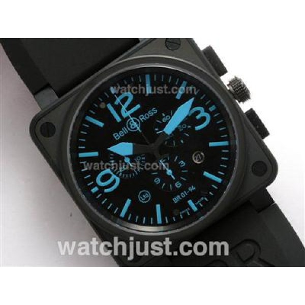 Bell & Ross BR 01-94 Chronograph Swiss ETA Movement PVD Casing with Blue Marking-Rubber Strap 46x46mm
