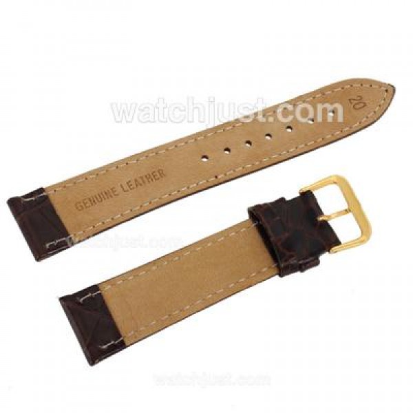 Brown Leather Strap with Golden Normal Buckle
