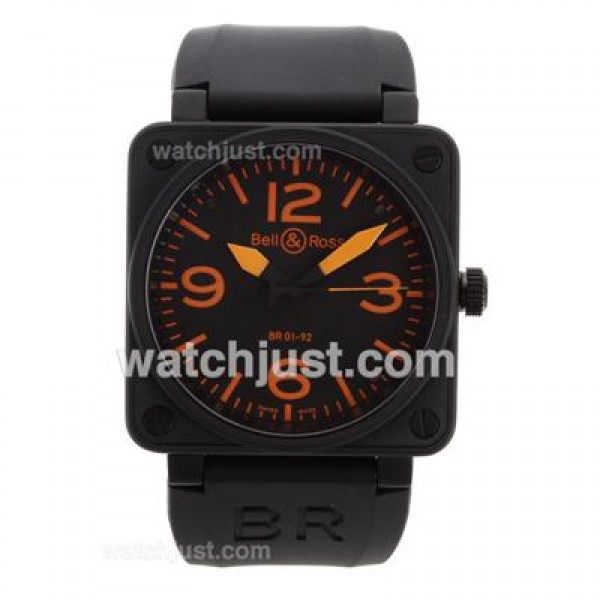 Bell & Ross BR 01-92 Swiss ETA 2892 Movement PVD Casing with Orange Marking-Rubber Strap 46x46mm