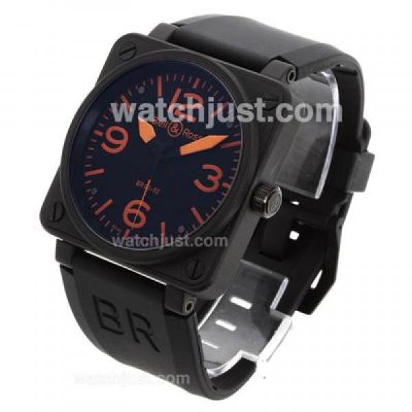 Bell & Ross BR 01-92 Swiss ETA 2892 Movement PVD Casing with Orange Marking-Rubber Strap 46x46mm