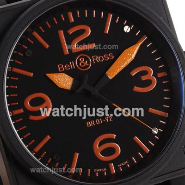 Bell & Ross BR 01-92 Swiss ETA 2892 Movement PVD Casing with Orange Marking-Rubber Strap 46x46mm
