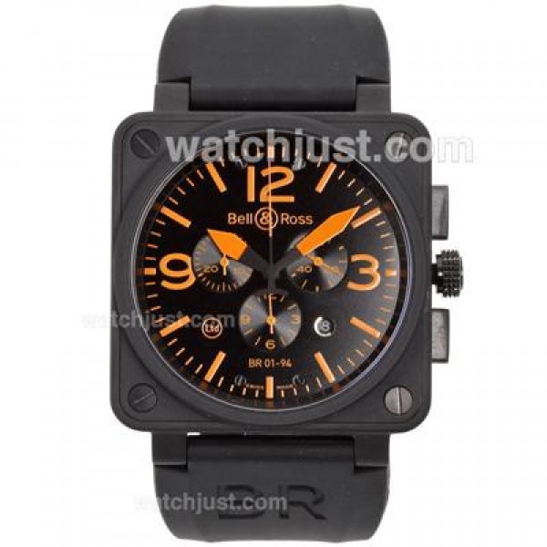 Bell & Ross BR 01-94 Chronograph Swiss ETA Movement PVD Casing with Rubber Strap 46x46mm