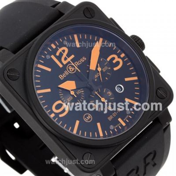 Bell & Ross BR 01-94 Chronograph Swiss ETA Movement PVD Casing with Rubber Strap 46x46mm