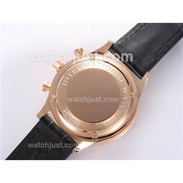 IWC Portuguese Chronograph Swiss Valjoux 7750 Movement Rose Gold Case with Black Dial