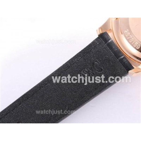 IWC Portuguese Chronograph Swiss Valjoux 7750 Movement Rose Gold Case with Black Dial