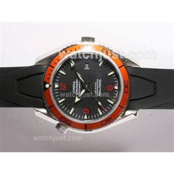 Omega Seamaster Planet Ocean Automatic Black Dial with Orange Bezel-Rubber Strap