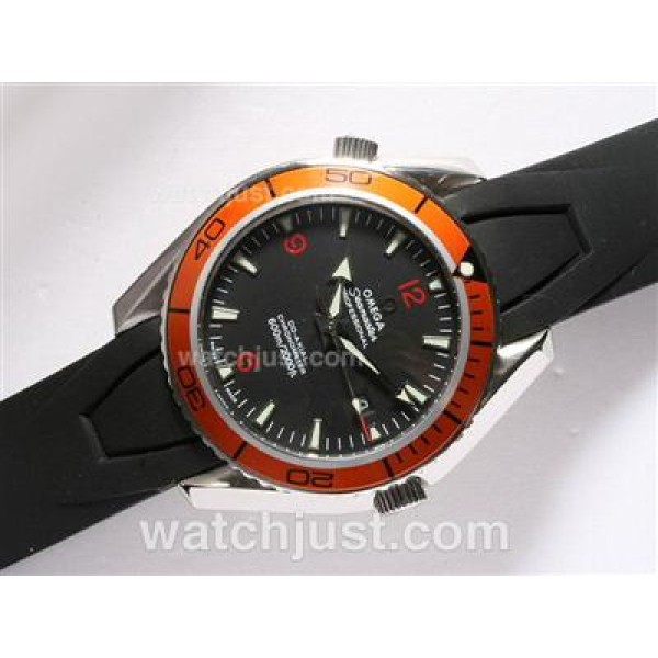 Omega Seamaster Planet Ocean Automatic Black Dial with Orange Bezel-Rubber Strap