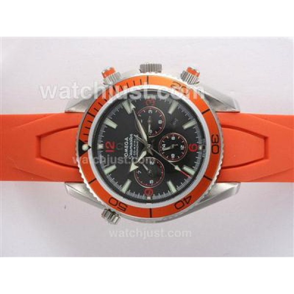 Omega Seamaster Planet Ocean Automatic with Orange Bezel and Rubber Strap