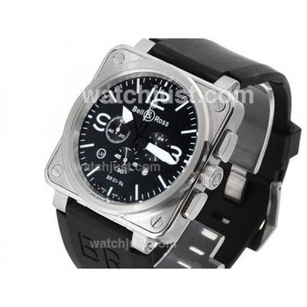 Bell & Ross BR 01-94 Working Chronograph with Black Dial-Rubber Strap 46x46mm