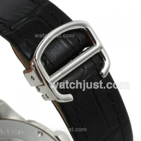 Cartier Calibre de Cartier Automatic with Black Dial-Black Leather Strap