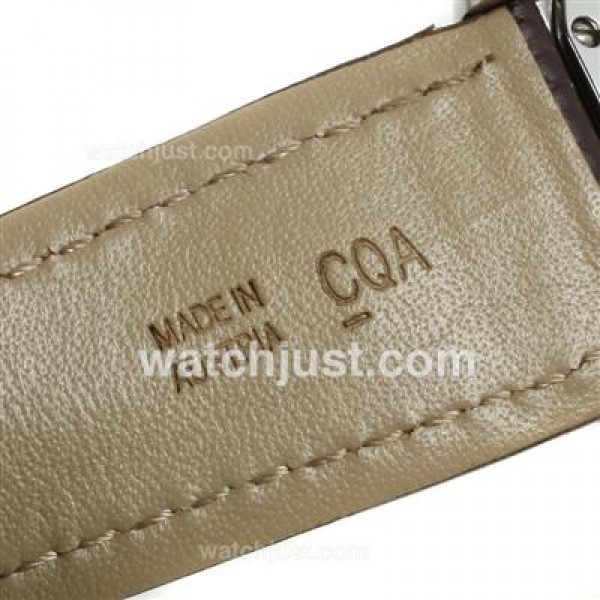 Cartier Calibre de Cartier Automatic with White Dial-Brown Leather Strap
