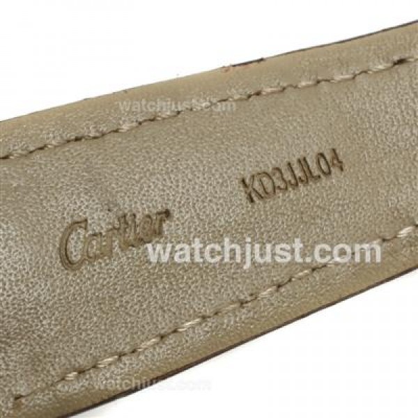 Cartier Calibre de Cartier Automatic with White Dial-Brown Leather Strap