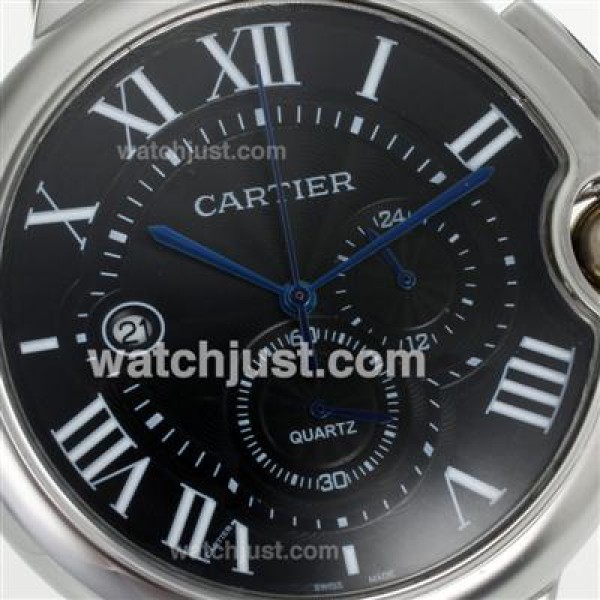 Cartier Ballon bleu de Cartier Working Chronograph with Black Dial-Leather Strap