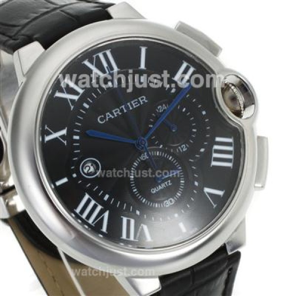 Cartier Ballon bleu de Cartier Working Chronograph with Black Dial-Leather Strap