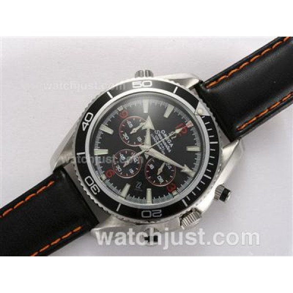 Omega Seamaster Planet Ocean Working Chronograph with Black Bezel and Dial