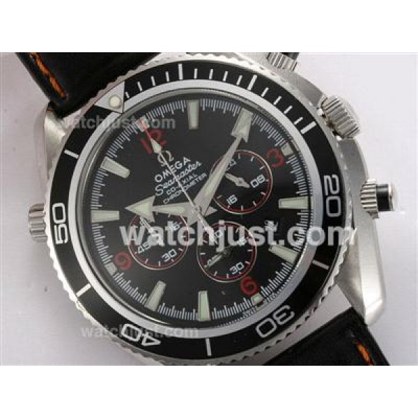 Omega Seamaster Planet Ocean Working Chronograph with Black Bezel and Dial