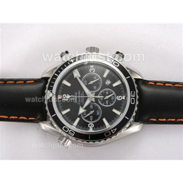 Omega Seamaster Planet Ocean Working Chronograph with Black Bezel and Dial
