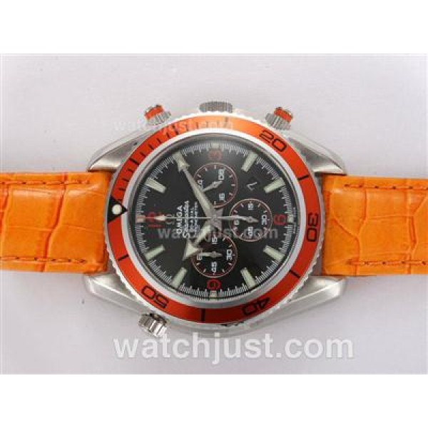 Omega Seamaster Planet Ocean Working Chronograph with Black Dial-Orange Bezel and Strap