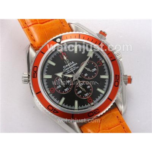 Omega Seamaster Planet Ocean Working Chronograph with Black Dial-Orange Bezel and Strap