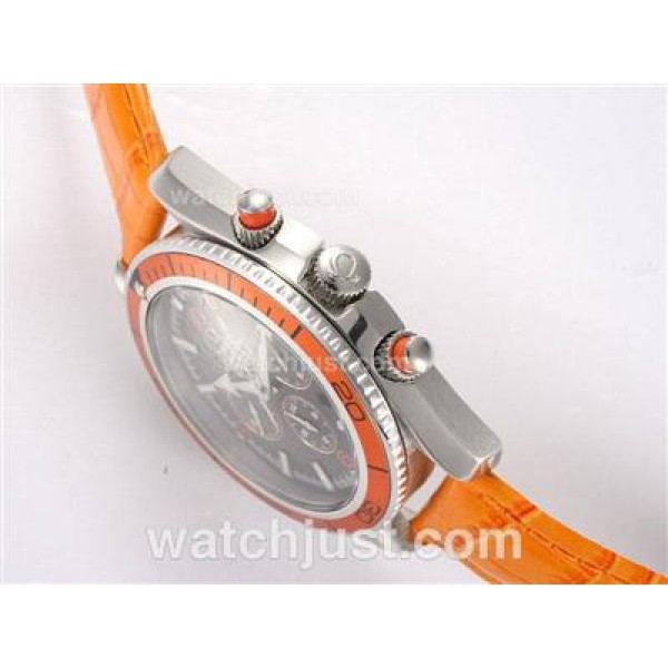 Omega Seamaster Planet Ocean Working Chronograph with Black Dial-Orange Bezel and Strap
