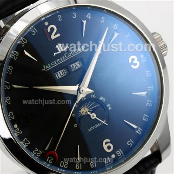 Jaeger-Lecoultre Master Control Automatic with Black Dial-Leather Strap