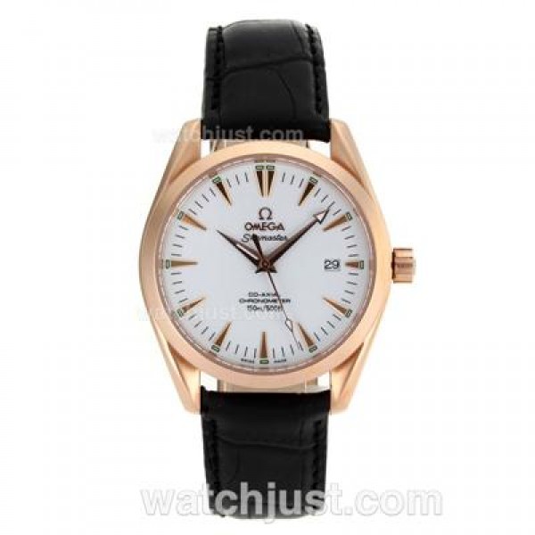 Omega Seamaster Automatic Rose Gold Case with White Dial-Same Chassis As Swiss Version-High Quality