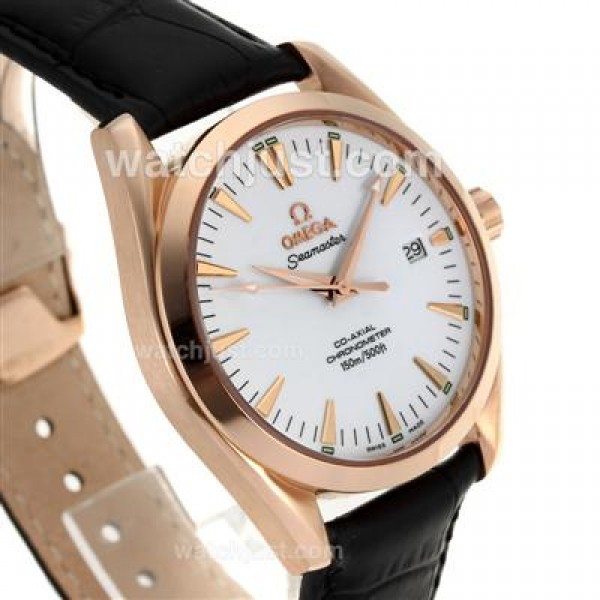Omega Seamaster Automatic Rose Gold Case with White Dial-Same Chassis As Swiss Version-High Quality