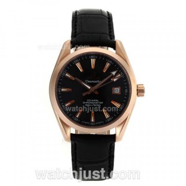 Omega Seamaster Automatic Rose Gold Case with Black Dial-Same Chassis As Swiss Version-High Quality