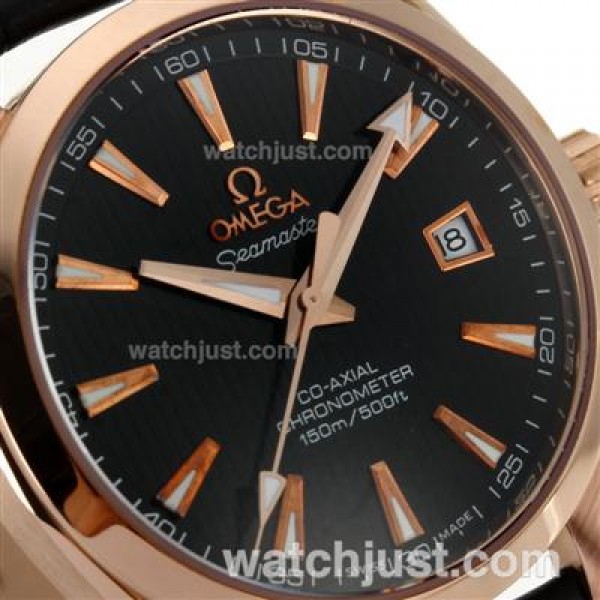 Omega Seamaster Automatic Rose Gold Case with Black Dial-Same Chassis As Swiss Version-High Quality