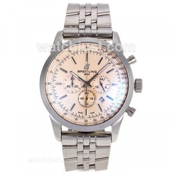 Breitling Aeromarine Working Chronograph Stick Markers with White Dial S/S