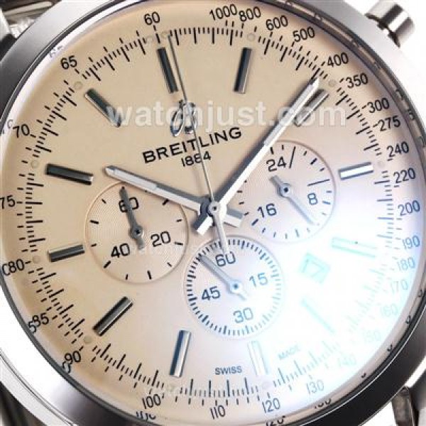 Breitling Aeromarine Working Chronograph Stick Markers with White Dial S/S