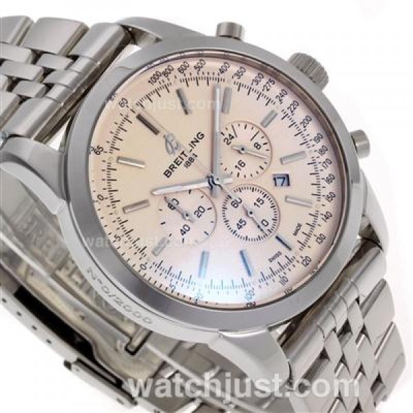 Breitling Aeromarine Working Chronograph Stick Markers with White Dial S/S