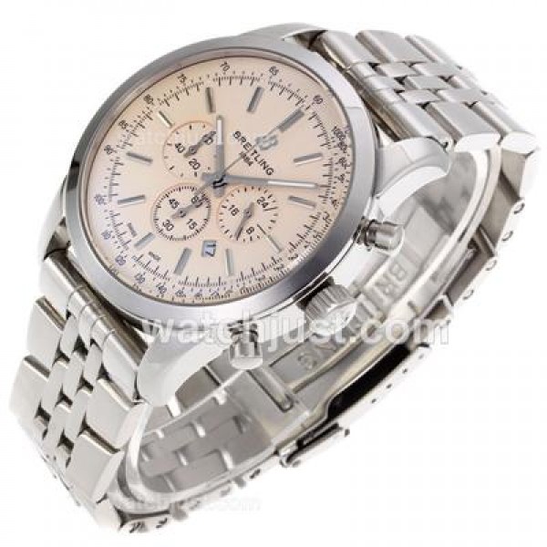 Breitling Aeromarine Working Chronograph Stick Markers with White Dial S/S