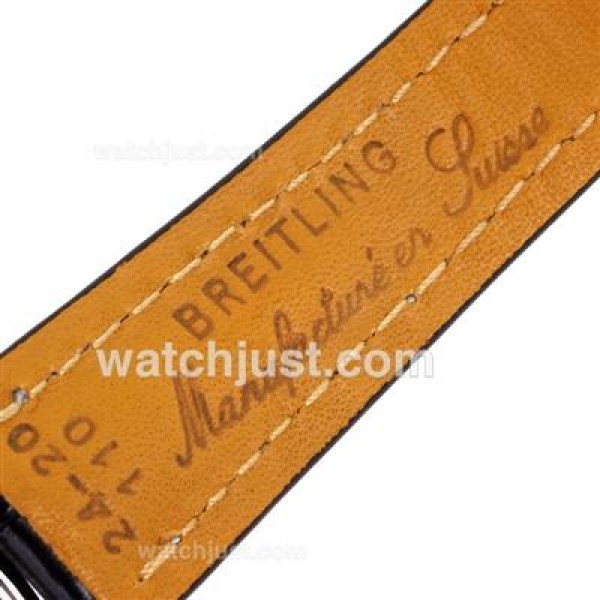 Breitling Aeromarine Working Chronograph Two Tone Case Stick Markers with White Dial-Leather Strap
