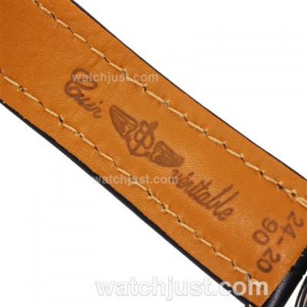 Breitling Aeromarine Working Chronograph Two Tone Case Stick Markers with White Dial-Leather Strap