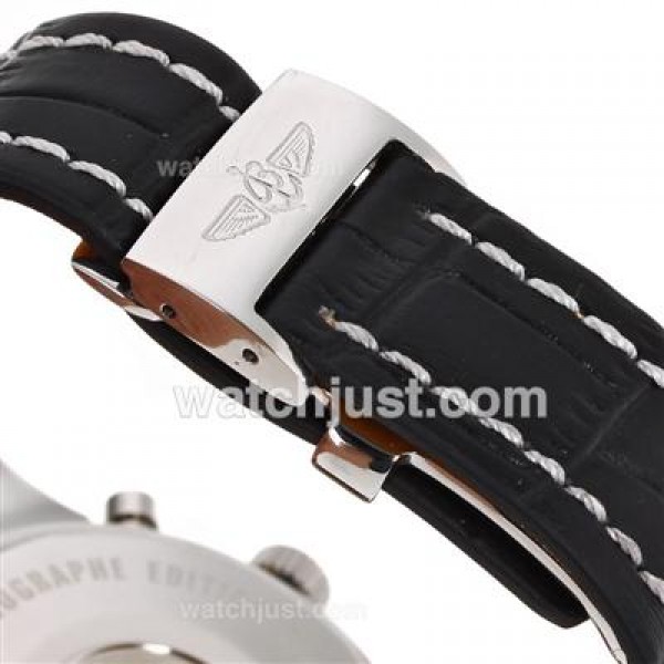 Breitling Aeromarine Working Chronograph Two Tone Case Stick Markers with White Dial-Leather Strap