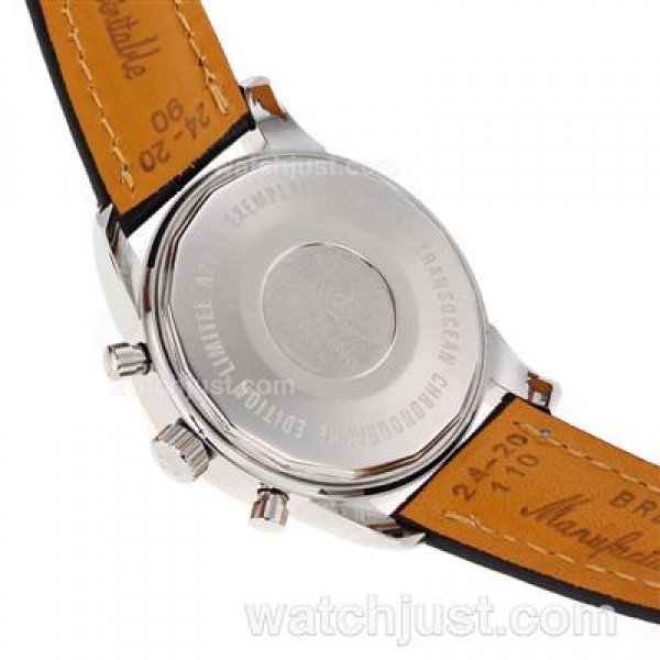 Breitling Aeromarine Working Chronograph Two Tone Case Stick Markers with White Dial-Leather Strap