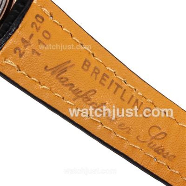Breitling Aeromarine Working Chronograph Rose Gold Case Stick Markers with White Dial-Leather Strap