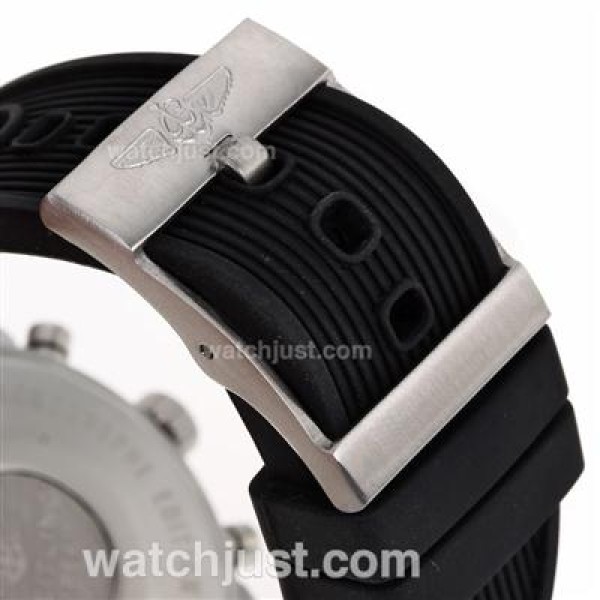 Breitling Aeromarine Working Chronograph Two Tone Case Stick Markers with Black Dial-Rubber Strap