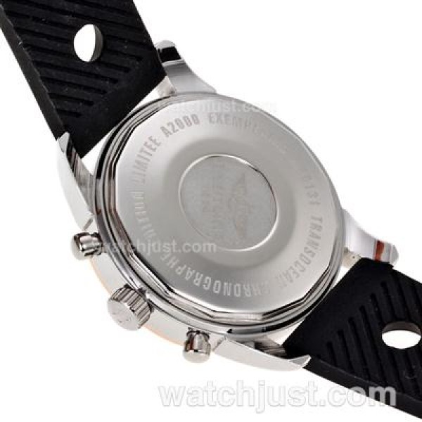 Breitling Aeromarine Working Chronograph Two Tone Case Stick Markers with Black Dial-Rubber Strap