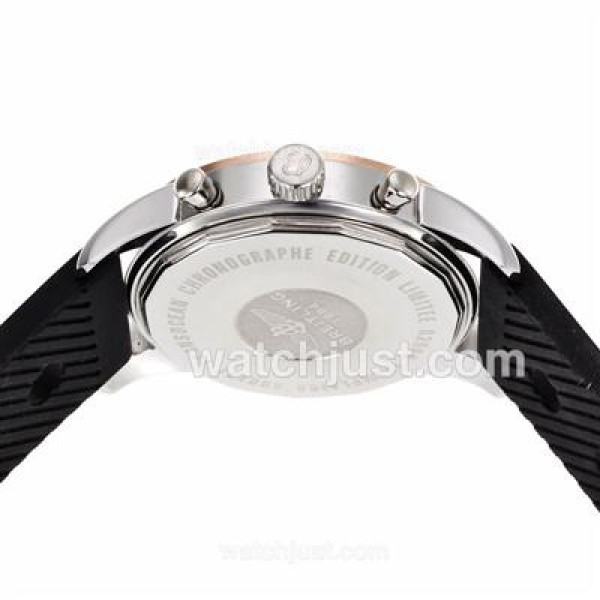 Breitling Aeromarine Working Chronograph Two Tone Case Stick Markers with Black Dial-Rubber Strap