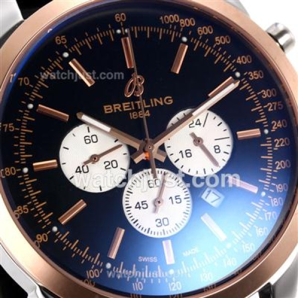 Breitling Aeromarine Working Chronograph Two Tone Case Stick Markers with Black Dial-Rubber Strap