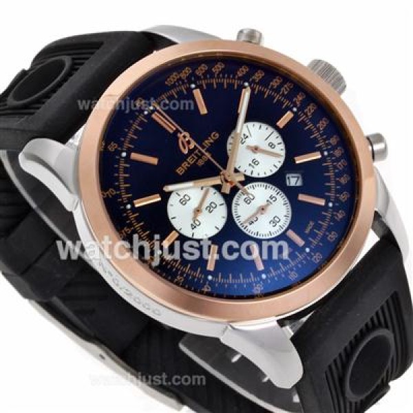 Breitling Aeromarine Working Chronograph Two Tone Case Stick Markers with Black Dial-Rubber Strap
